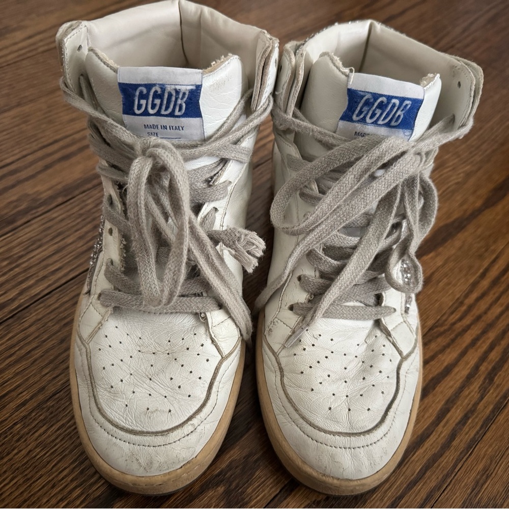 GGDB White High-Top Sneakers